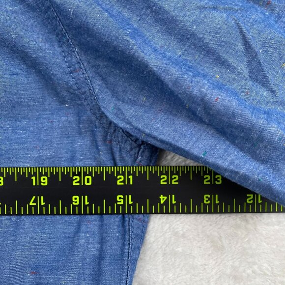 Mossimo Supply Co Mens Chambray Shirt Medium Blue Short Sleeve Casual Button Up - Picture 4 of 12